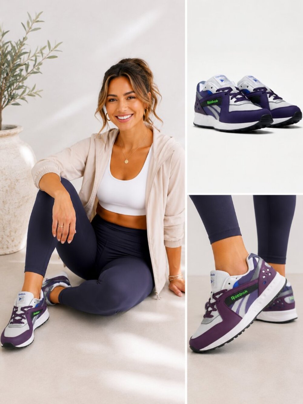 Reebok Hexalite Purple Lime Green Fashion Sneakers Women 7 NWOT